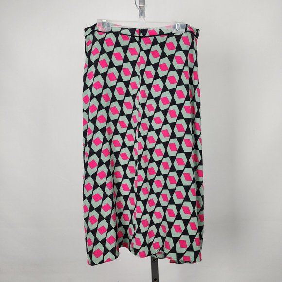 Diane Von Furstenberg Pink and Green Geometric Midi Skirt - Picture 6 of 10